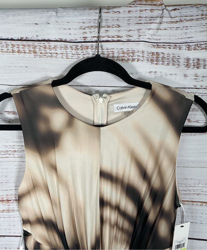 NWT Women's Calvin Klein Black & Tan Geometric Pattern Dress - Size 4