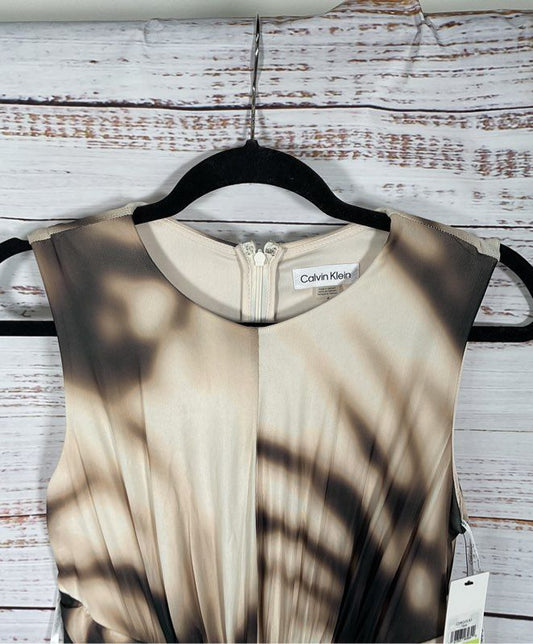 NWT Women's Calvin Klein Black & Tan Geometric Pattern Dress - Size 4