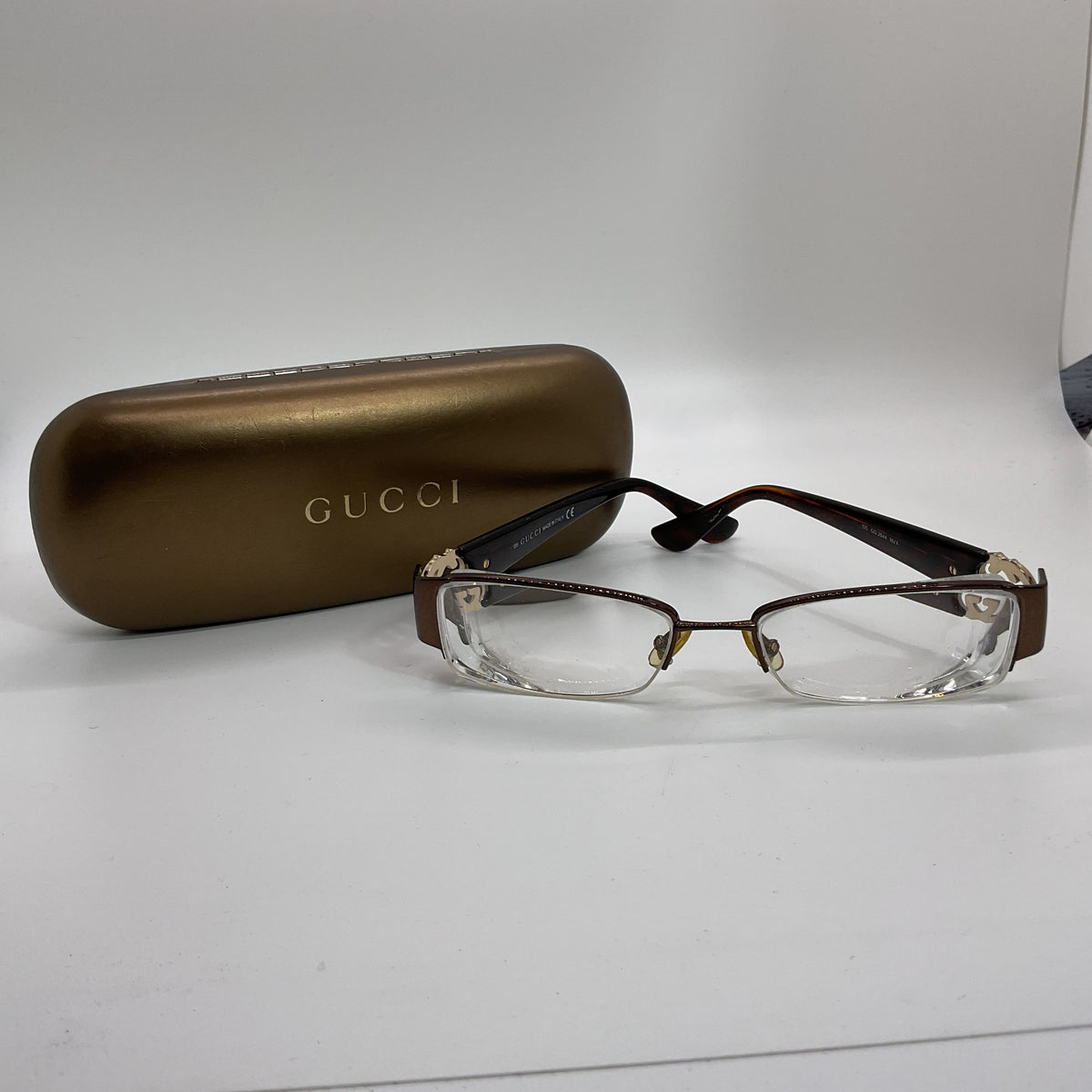 GUCCI GG2844 Unisex Brown Gold Tone Logo Eyeglasses- 51[ ]17 135 (FRAMES ONLY)