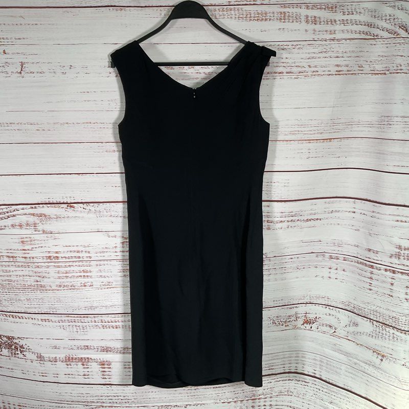 Aquilano Rimondi Black Sleeveless Shoulder Tie Midi Cocktail CDress Size 6 US