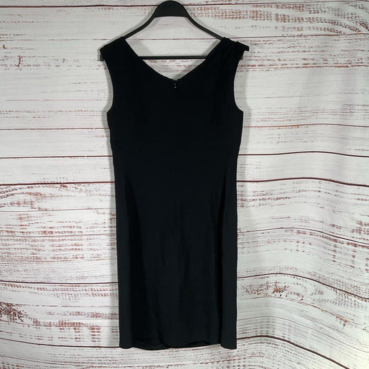 Aquilano Rimondi Black Sleeveless Shoulder Tie Midi Cocktail CDress Size 6 US