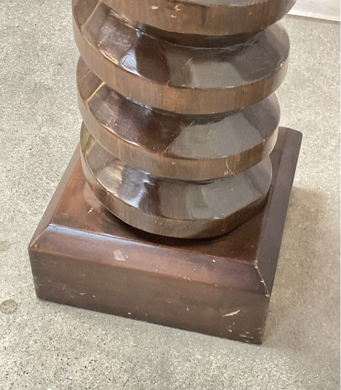 French Wine Screw Style Turned Wood 67" Floor Lamp Brown