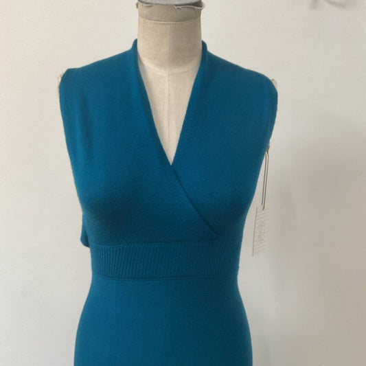 Victor Glemaud Cross Back Blue Knit Wool Dress - Size S New W/ Defect