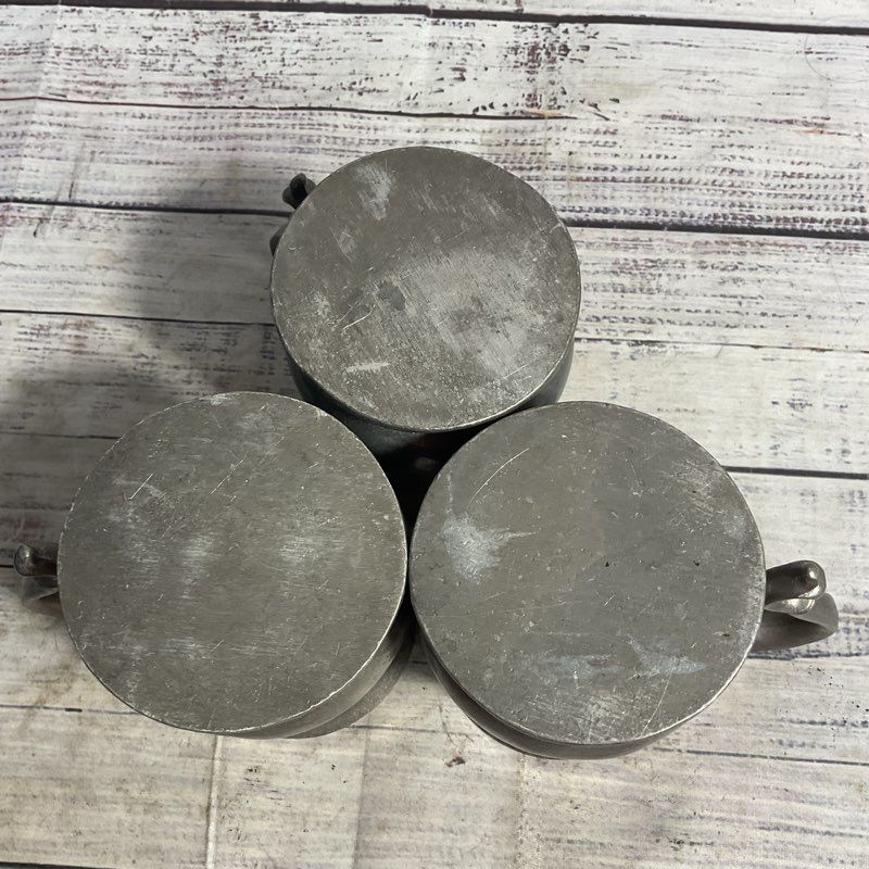 3 Pc. Set Of Vintage 5" Pewter Mugs W/ Handles