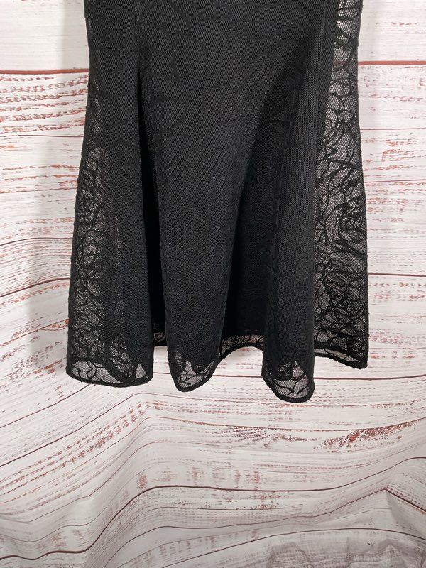 DKNY Women's Lace Floral Print Black Short Dress Size 2