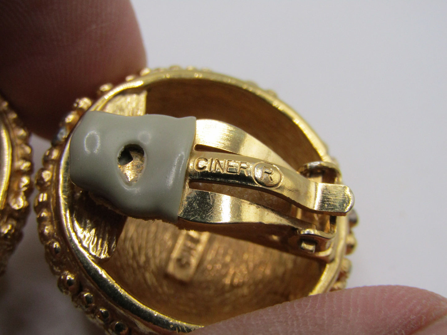 Vintage Ciner Gold Plated Textured Dome Clip-On Earrings