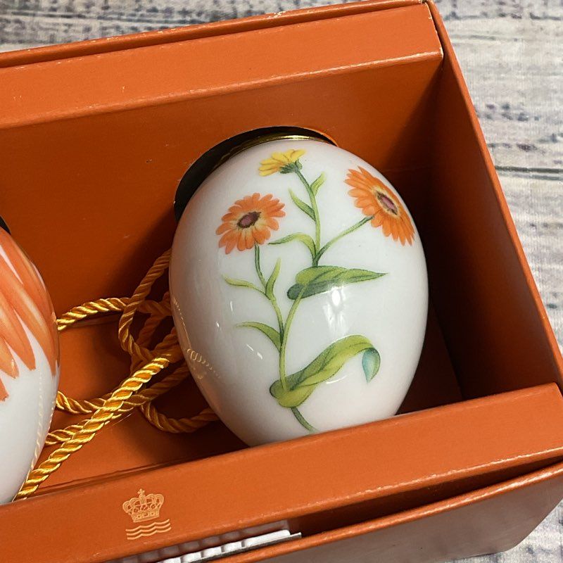 NOB Royal Copenhagen Spring 2024 Marigold 2 Pc. Collectible Porcelain Egg Set