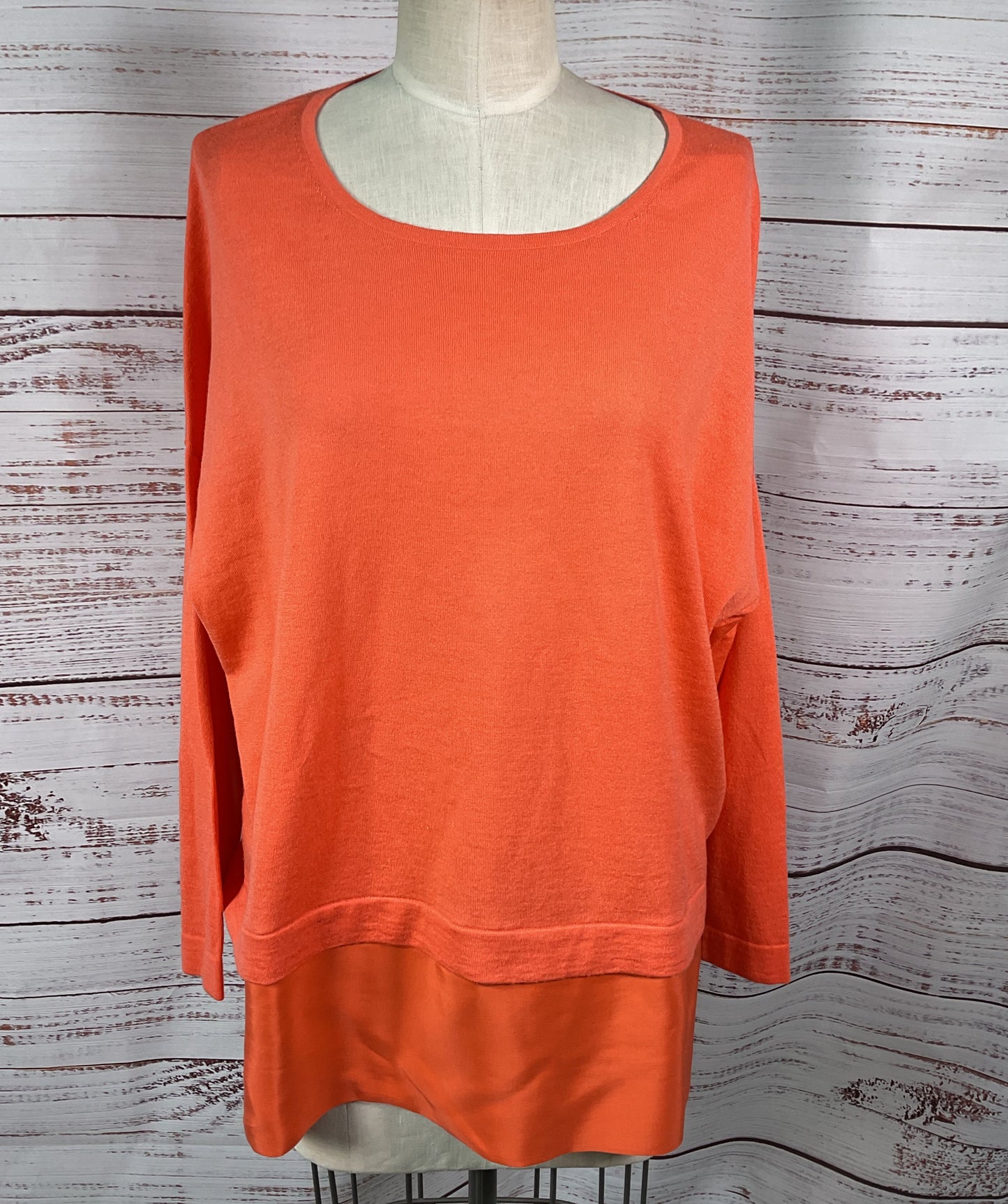 Marina Rinaldi Wool Silk Sweater Coral Orange M