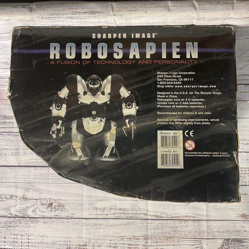NOB Sharper Image Robosapien WW250 Chrome Mark W Tilden Signature Series, Remote