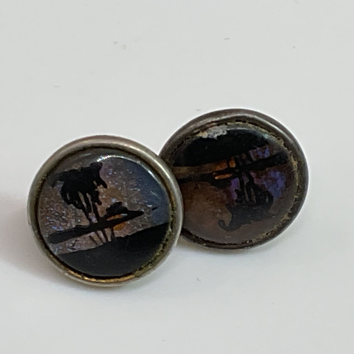 Sterling Silver Morpho Butterfly Wing Stud Earrings- 1.33g