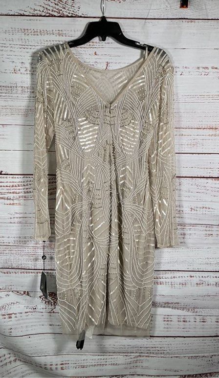 NWT Women's Adrianna Papell Beige Beaded Cocktail Dress Size 8 Retail $279
