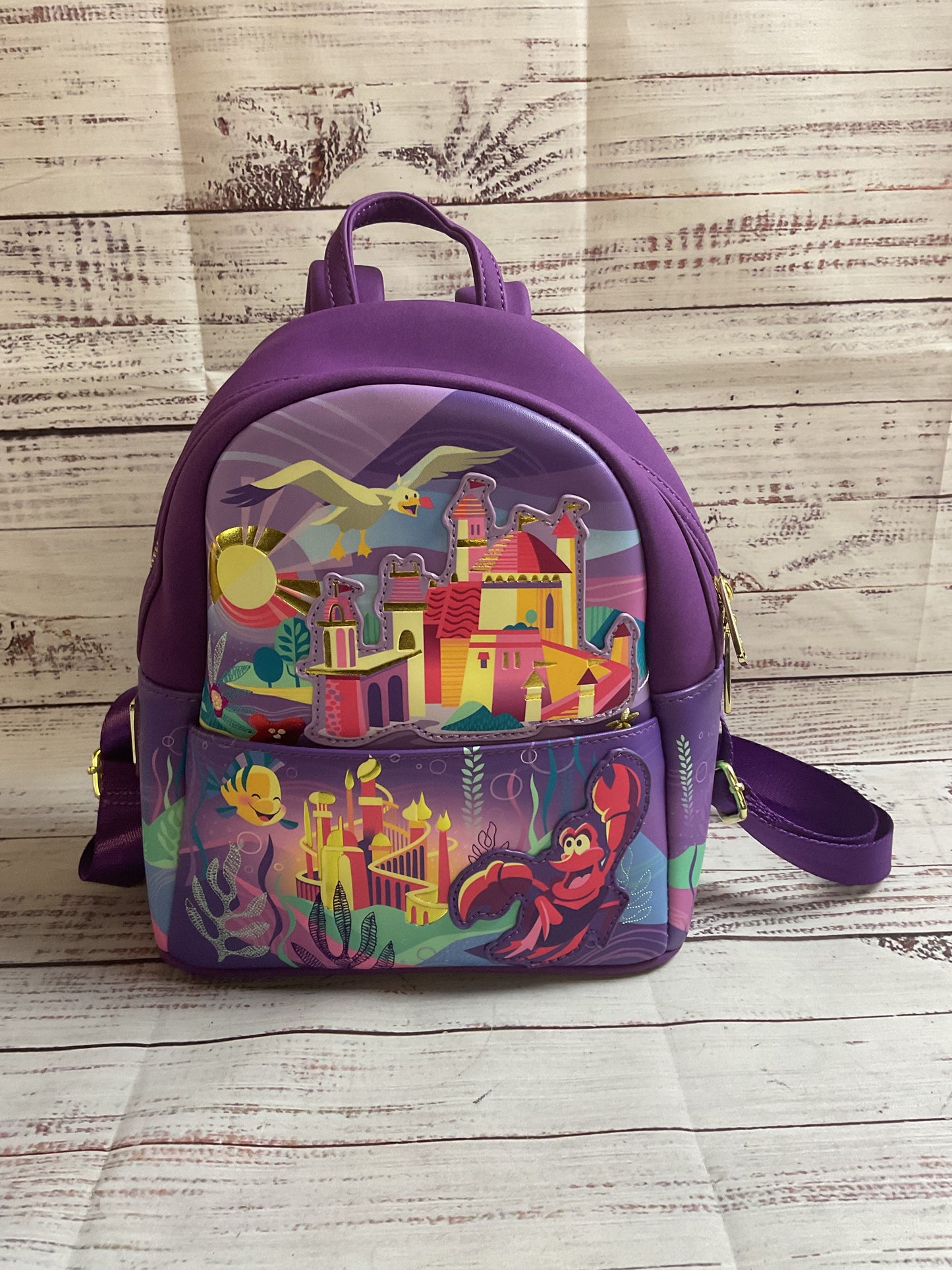 Loungefly Disney Little Mermaid Castle Scene Backpack With Wallet