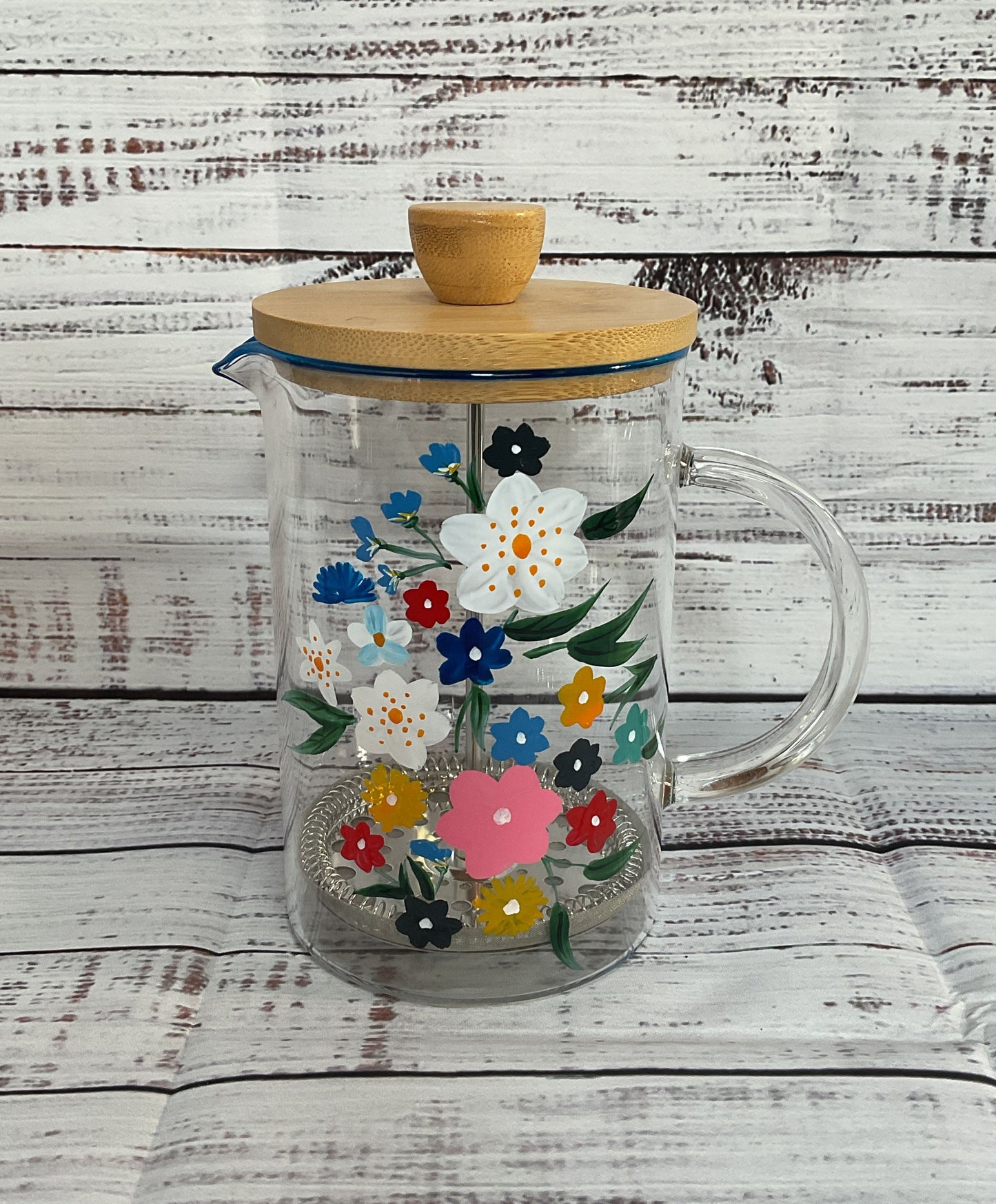 The Last Line Garden Teddy Floral Print Glass French Press