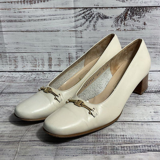 Salvatore Ferragamo Boutique H47 Cream Leather Horsebit Toe Pump Heel Women's 9