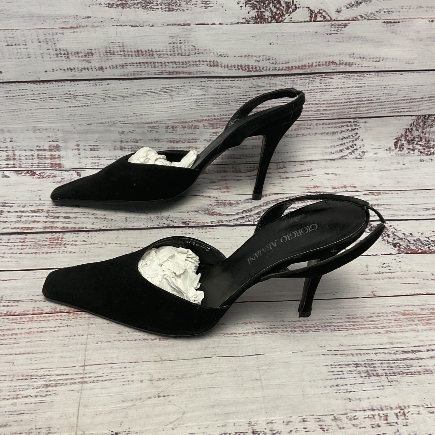 Giorgio Armani Black Suede Slingback Heel Women Size 8