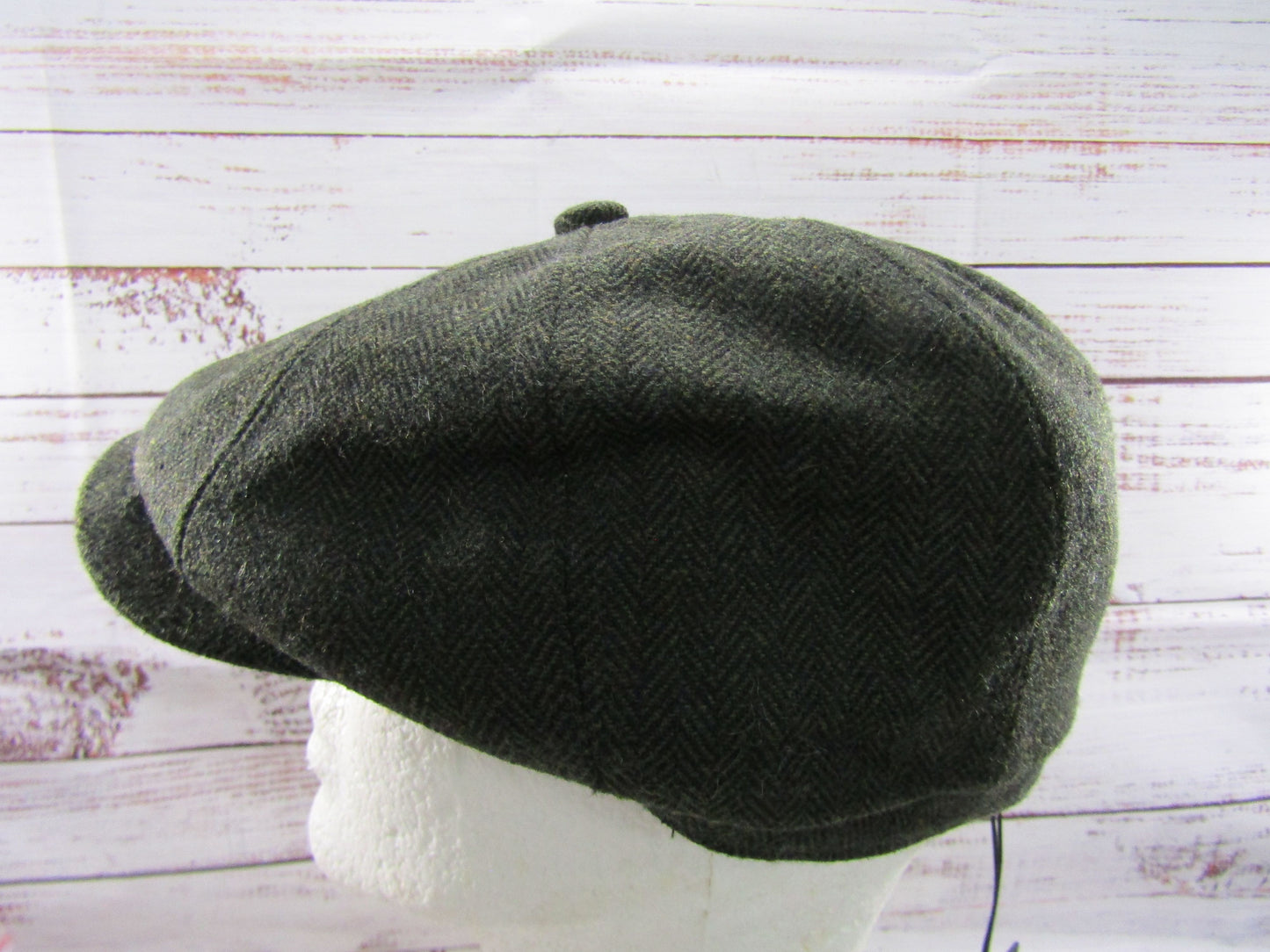 Ted Baker Olliii Men's Green Wool Blend Herringbone Baker Boy Cap Size S/M