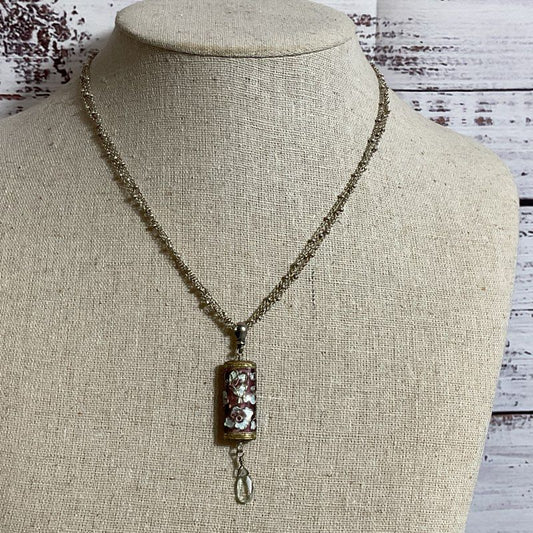 LIZA SHTROMBERG Jewelry Sterling & Enamel Floral Pendant 16.5" Necklace- 10.55g