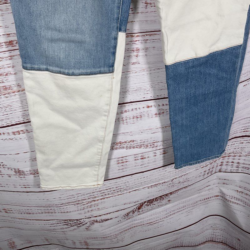 Jonathan Simkhai Trevor High Rise Blue & White Colorblock Denim Jeans - Size 27