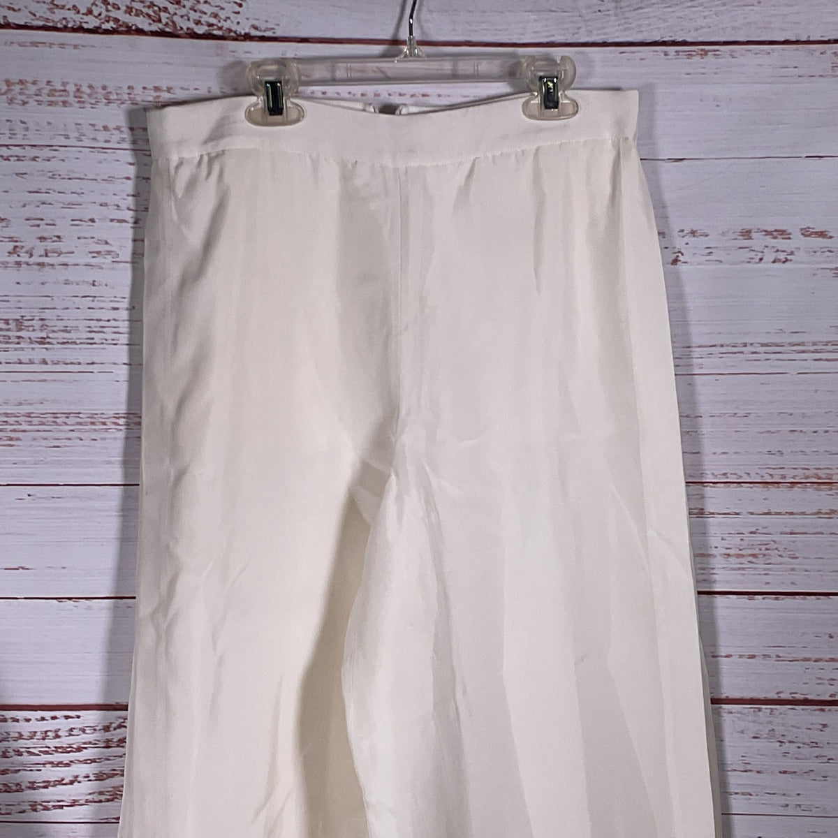 ROSETTA GETTY Elegant White Silk Blend Wide-Leg Pants with Open Side Slits- SZ 8