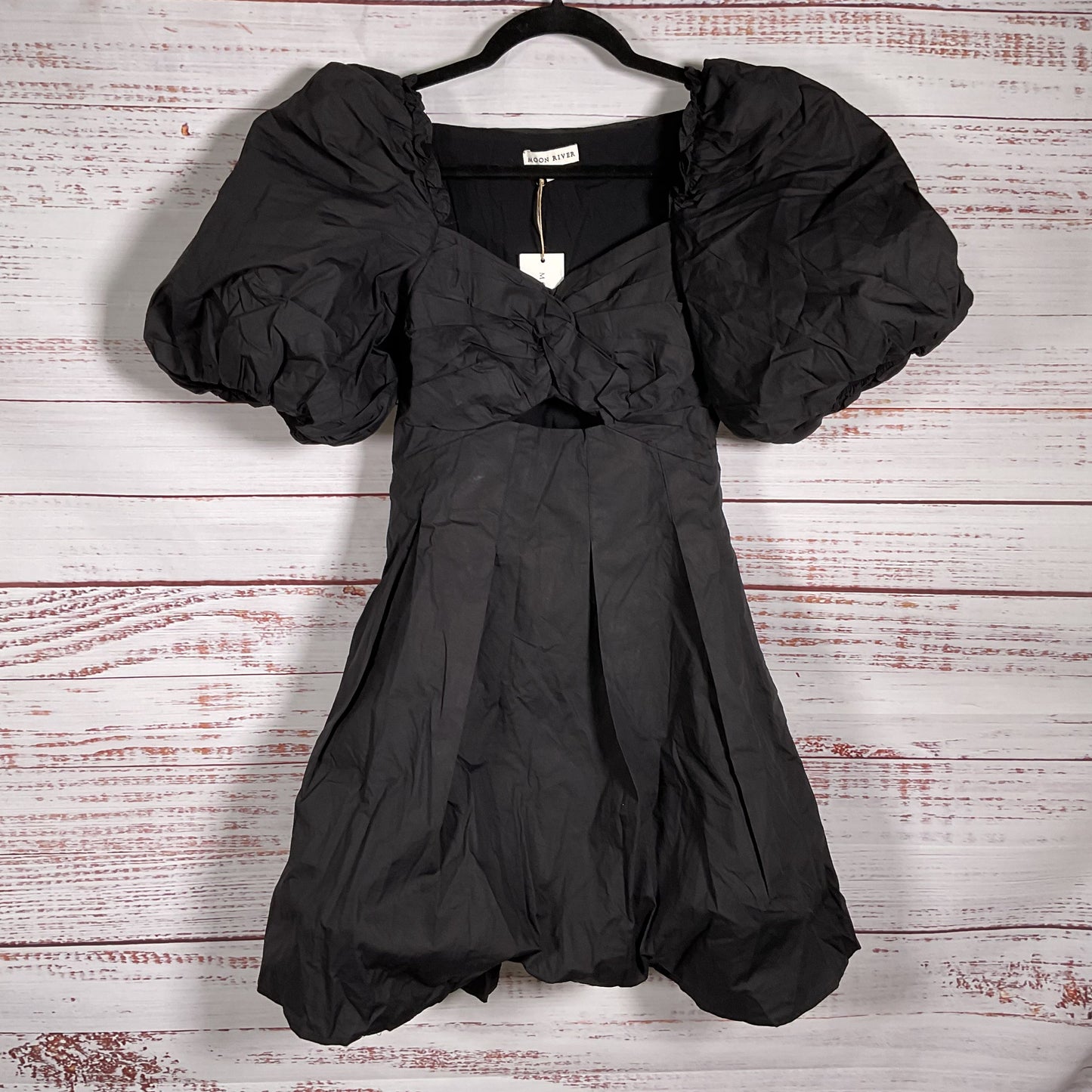 NWT MOON RIVER Black Puffy Sleeve Women's Short Dress- SZ XS