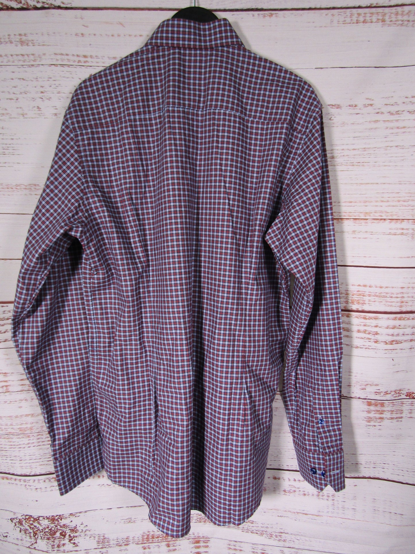 Eton Men's Red & Blue Contemporary Fit Gingham Shirt Size L