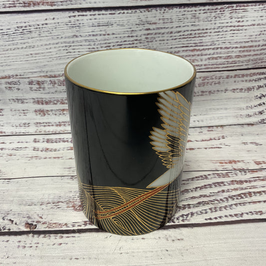 Fitz And Floyd Night Flight Crane Black And Gold Porcelain Ceramic Mug 4"