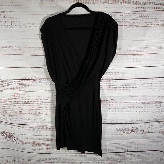 NWT AllSaints Black Helix Draped Faux Wrap Dress Casual Dress - Size 4 MSRP $178