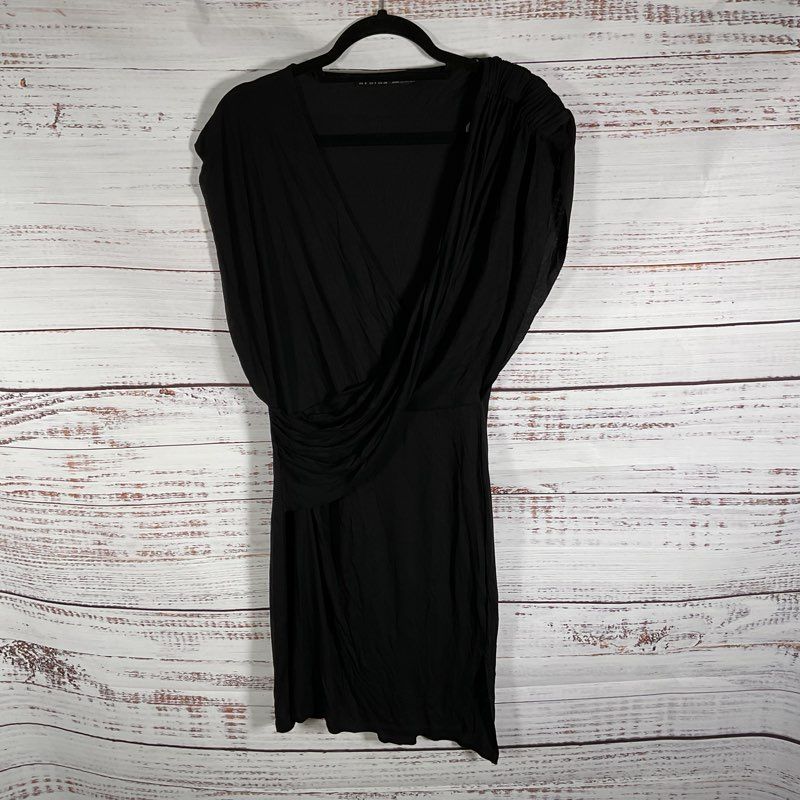 NWT AllSaints Black Helix Draped Faux Wrap Dress Casual Dress - Size 4 MSRP $178