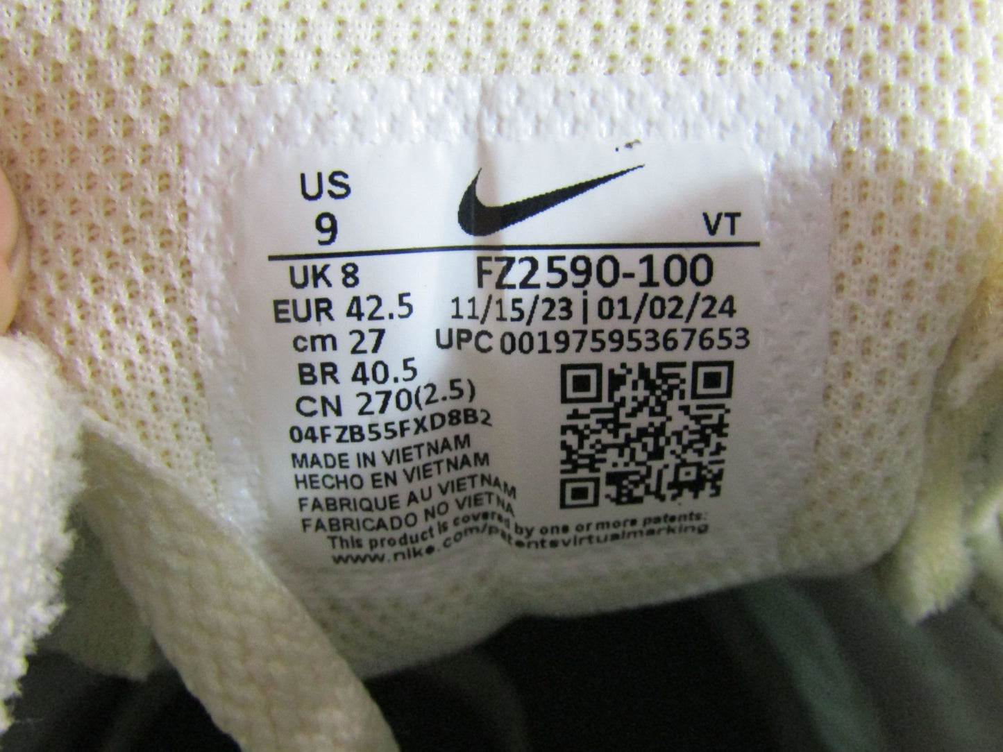 Nike Air Pegasus 2K5 Coconut Milk Bicoastal Men's Sneakers Size 9 FZ2590-100