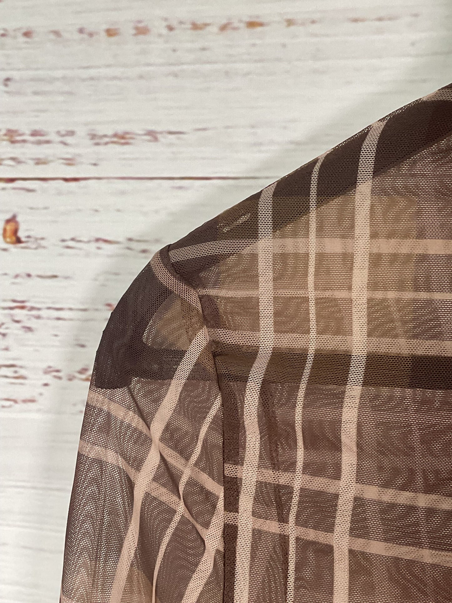 Commense Brown Plaid Sheer Long Sleeve NWT - Size XS