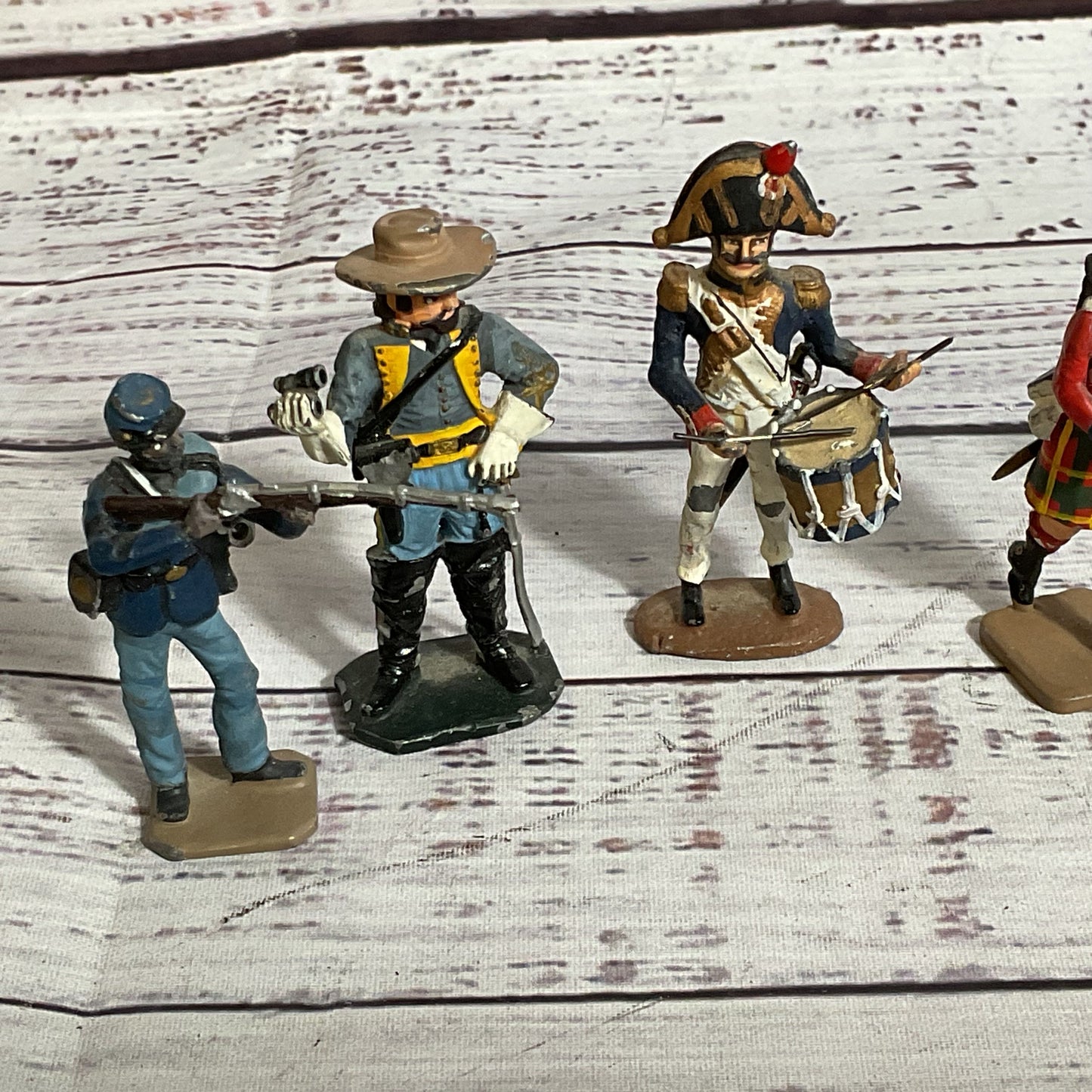 Set of 7 ANTIQUE 54mm Tin Soldiers (3 MISSING ARM/S)
