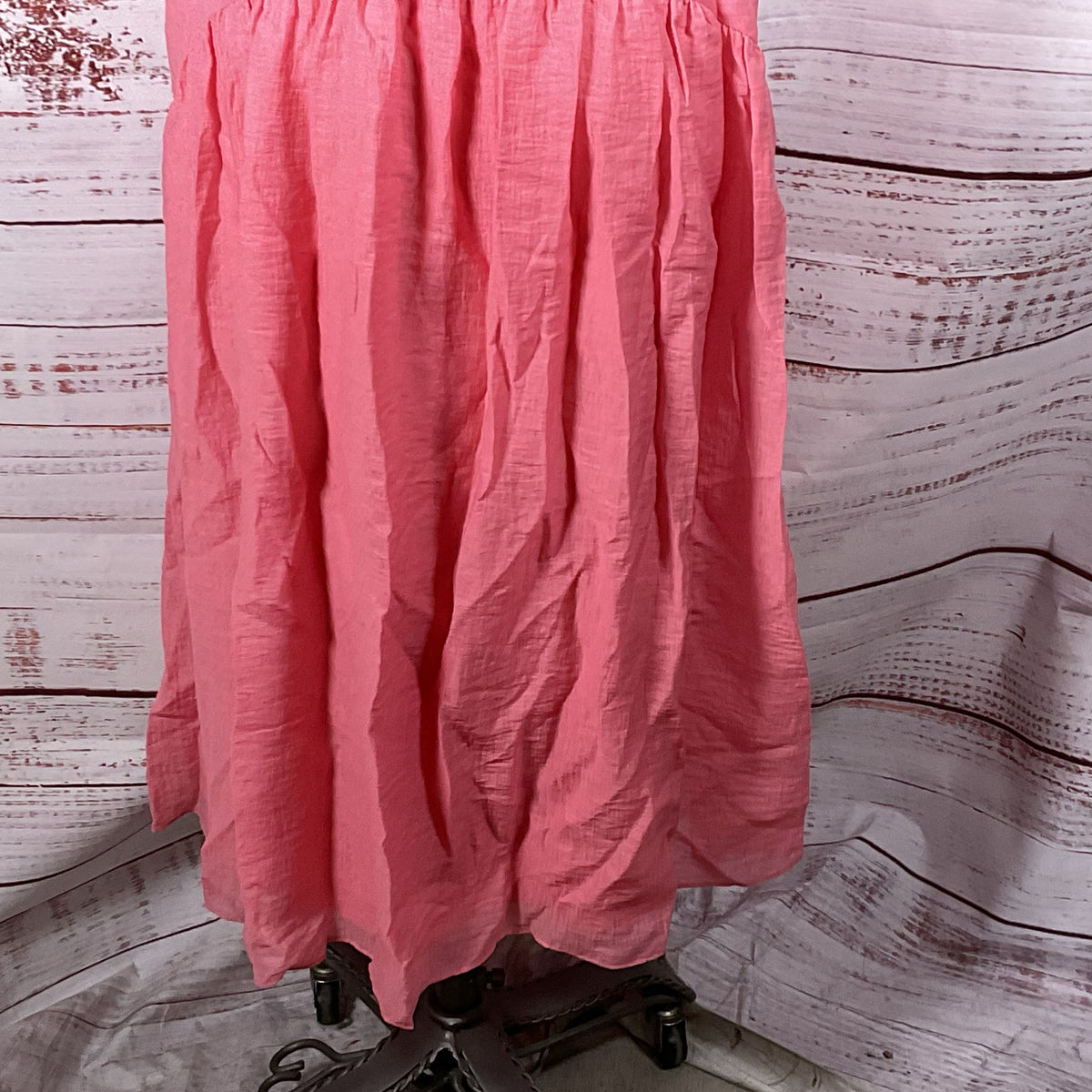 NWT VINCE. V-Neck V-Back Smocked Pink Midi Dress- SZ S