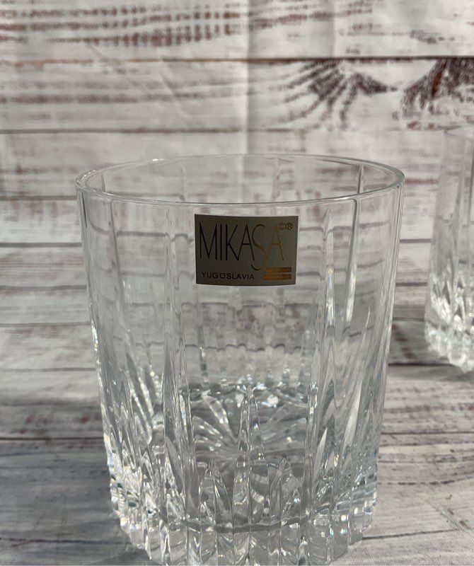 Set Of 2 Mikasa Yugoslavia Clear Cut Old Fashion Glasses