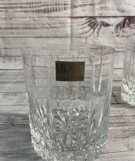 Set Of 2 Mikasa Yugoslavia Clear Cut Old Fashion Glasses