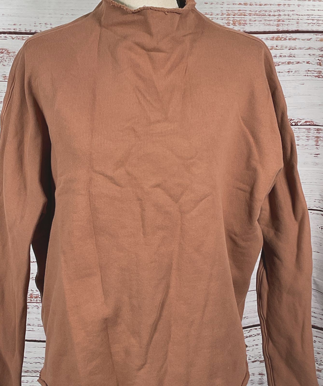 Frank & Eileen Cotton Effie Funnel Neck Sweater Brown S