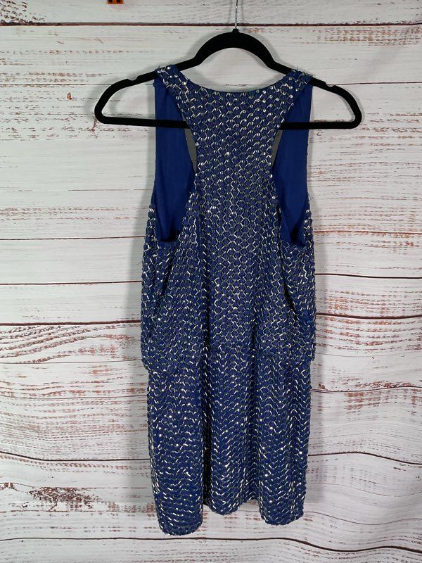 Alberto Makali Women's Blue Metallic Patten Short Dress
