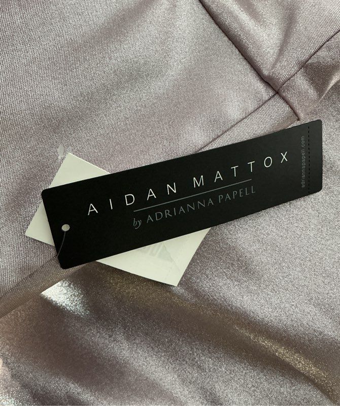 NWT Women's Aidan Mattox Mauve Silver Foiled Makado Dress Size 6 Retail $395