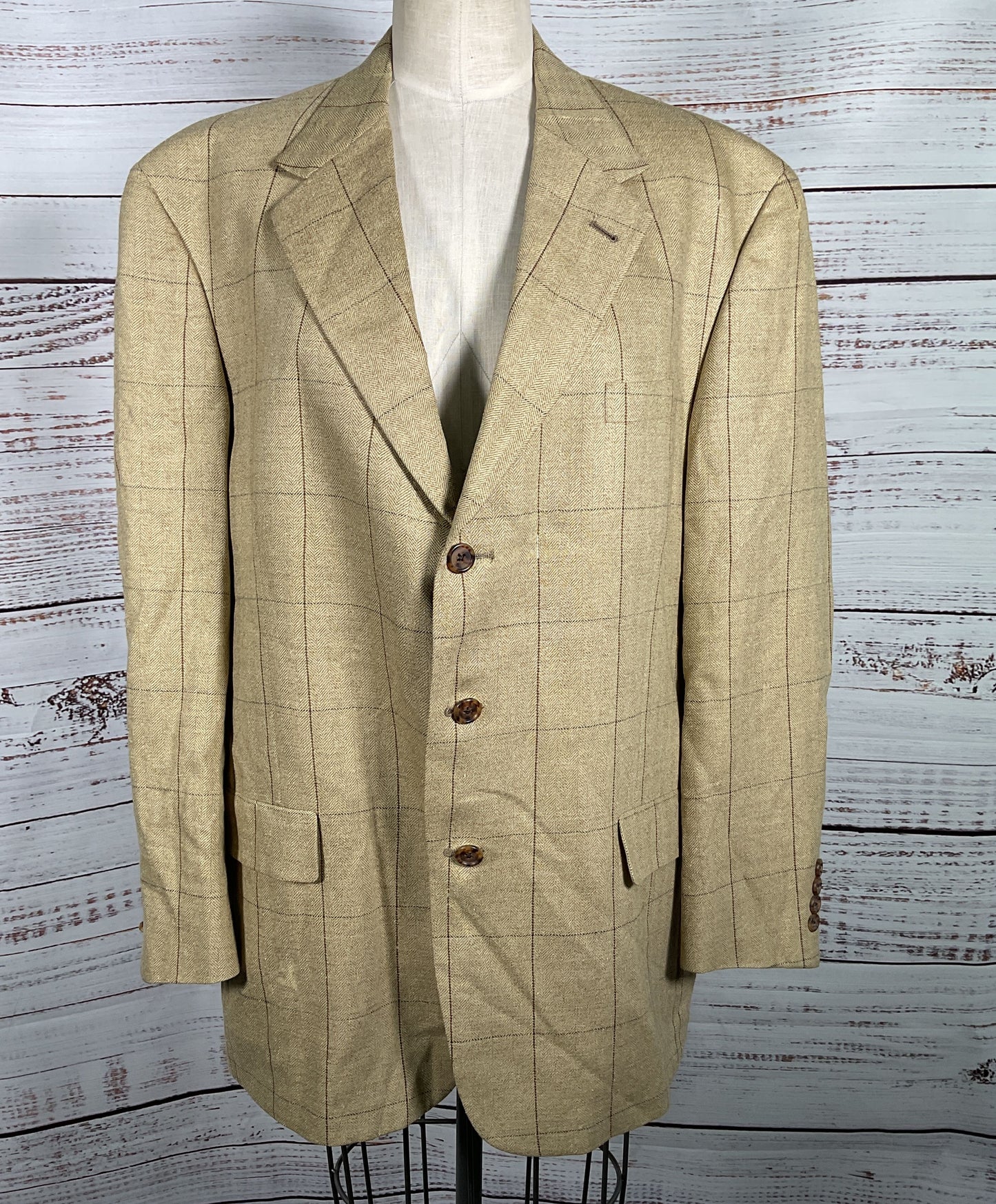 Tommy Hilfiger Vintage Windowpane Blazer Beige 48