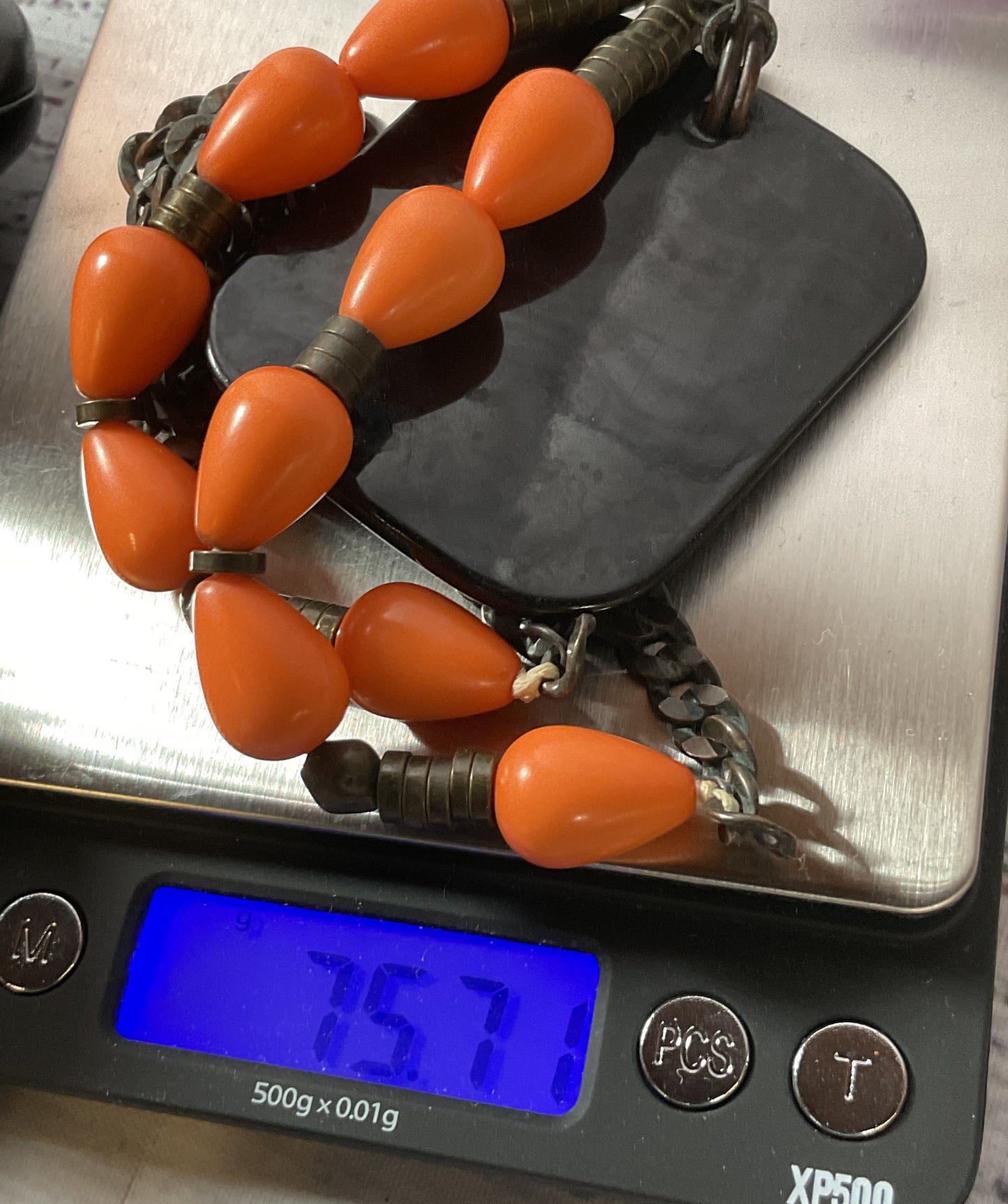 Lizzie Fortunato Jewels Orange Beaded Necklace 30" Long