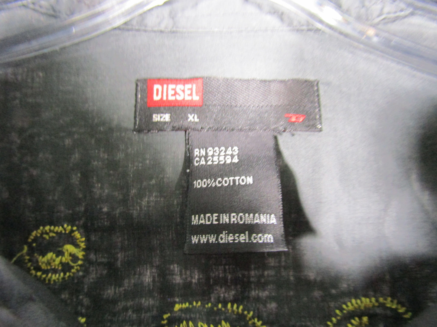 Diesel Special Event Men's Black Long Sleeve Embroidered Patch Shirt Size XL