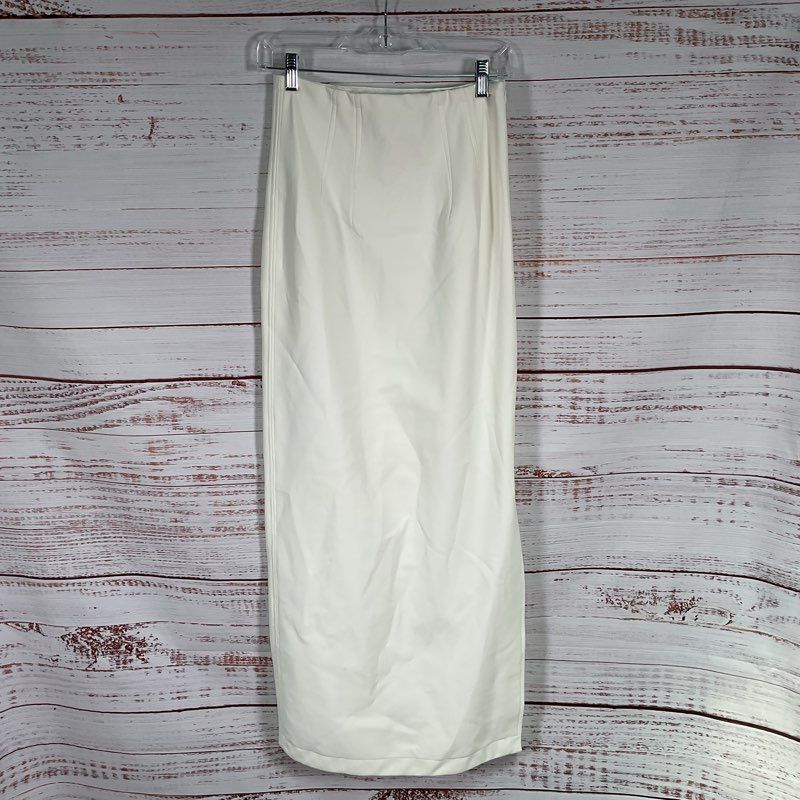 Adriana Degreas White Side Zip Midi Pencil Skirt - Size P/S