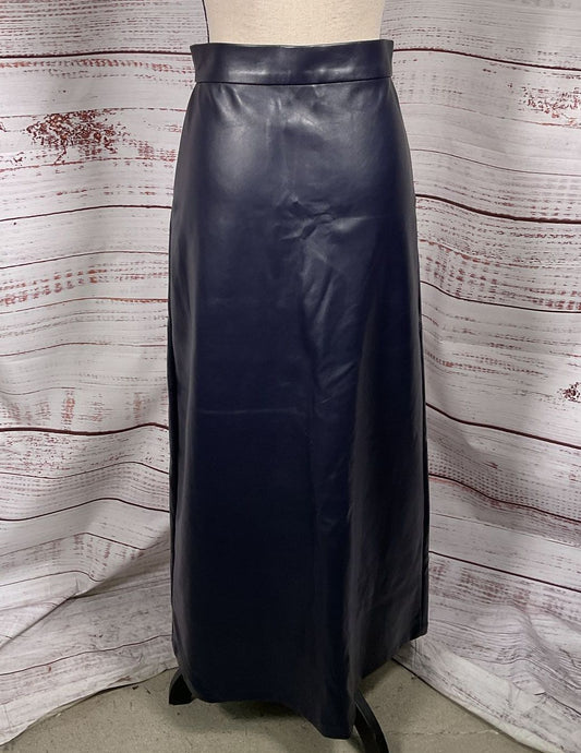 Rowe Faux Leather Button Down Skirt Navy Asia 18 US Small
