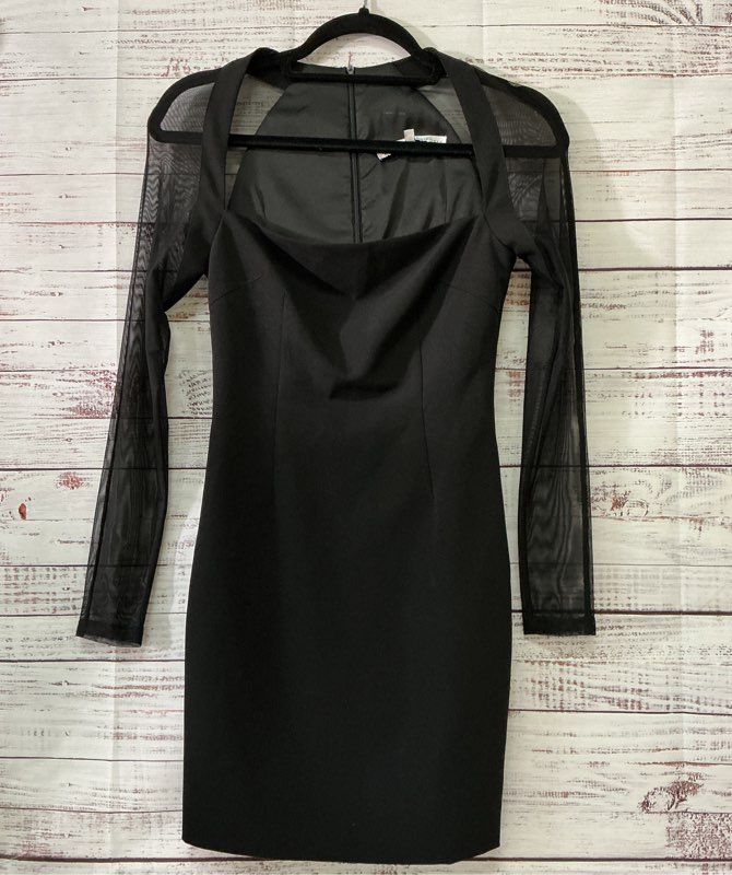 Women's Bianca and Bridgett Black Sheath Dress with Sheer Sleeves Size 6