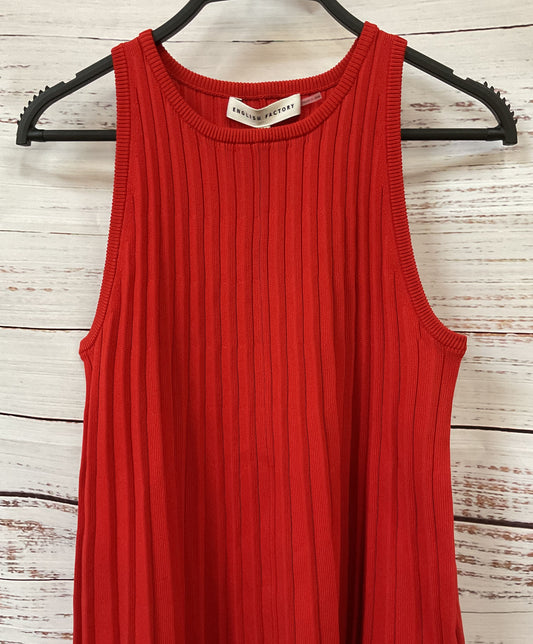 English Factory Women's Orange Pleated A-line Knit Mini Dress Size S