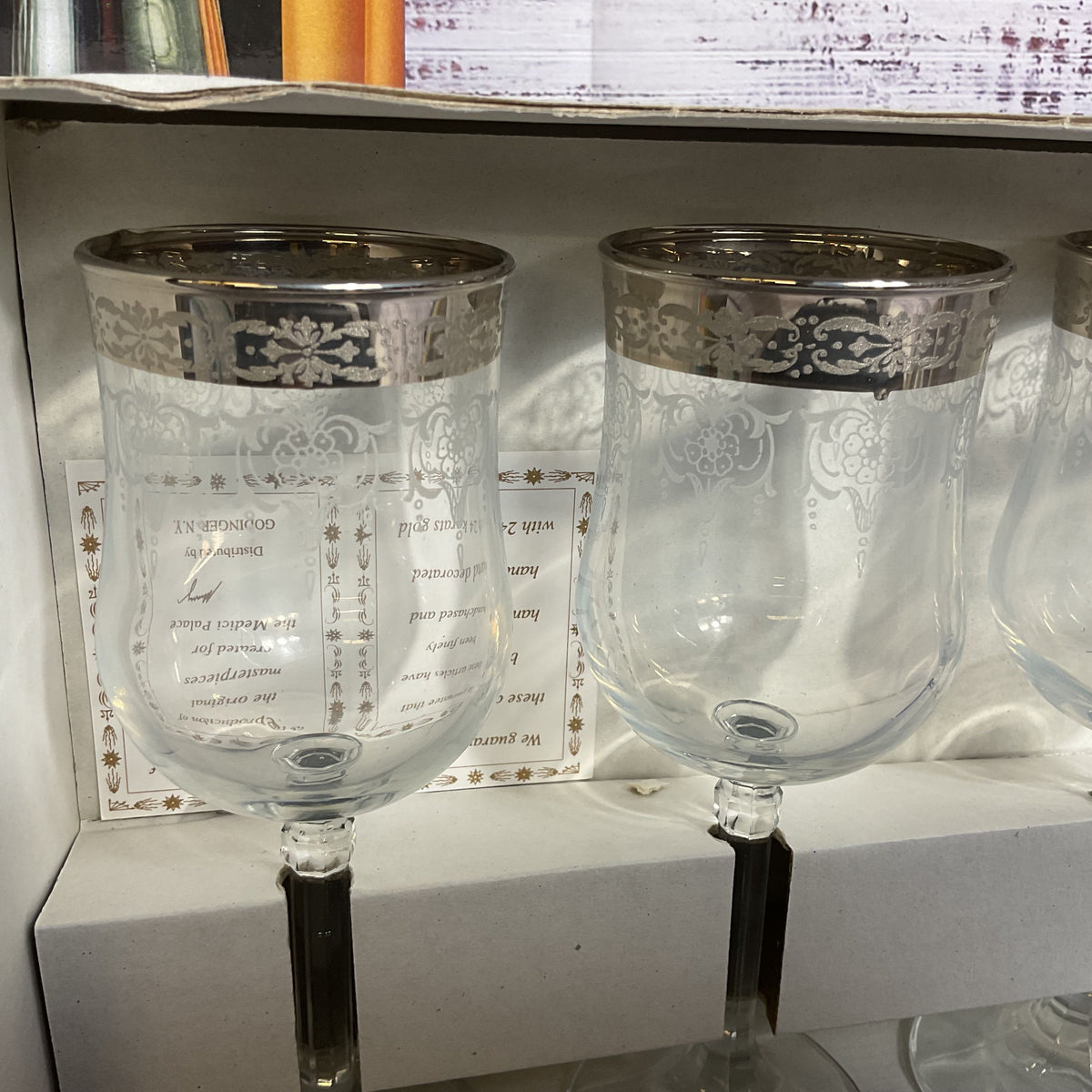 NOB MEDICI 24k Goblet Wine Glassware- 4pc.
