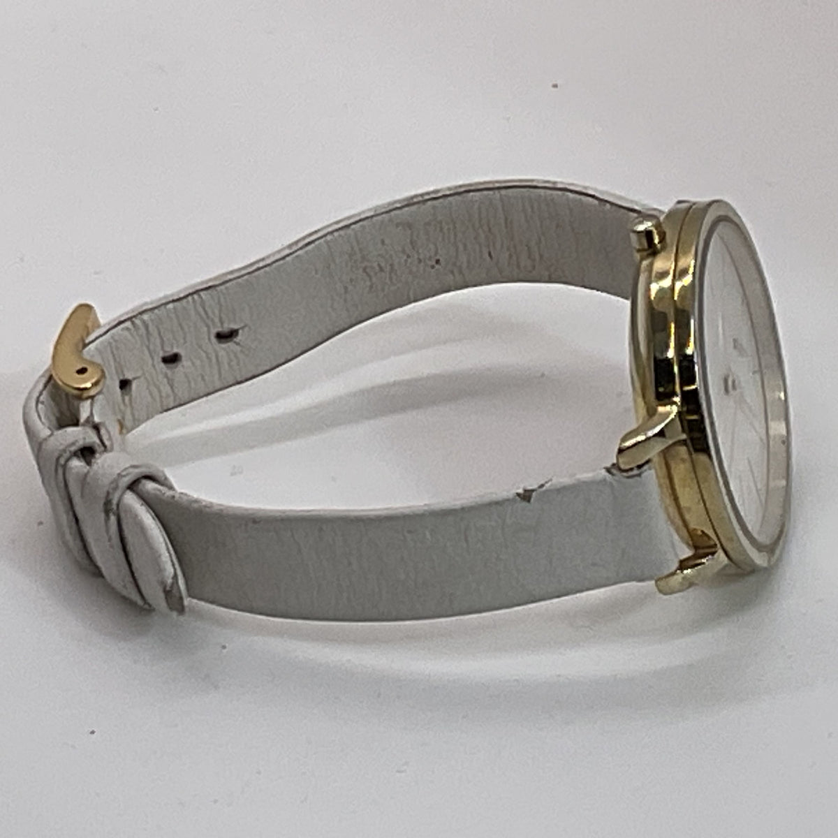 SKAGEN SKW2436 Women's Gold Tone White Dial White Leather Band Watch
