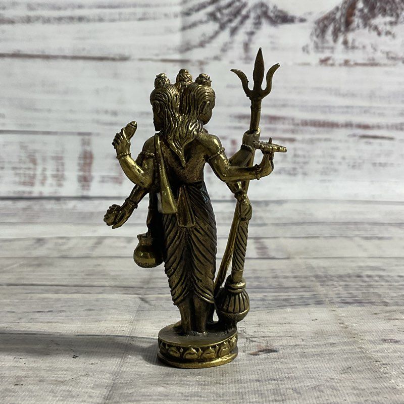 Vintage Bronze Lord Dattatreya 1.5" Hindu Mini Idol