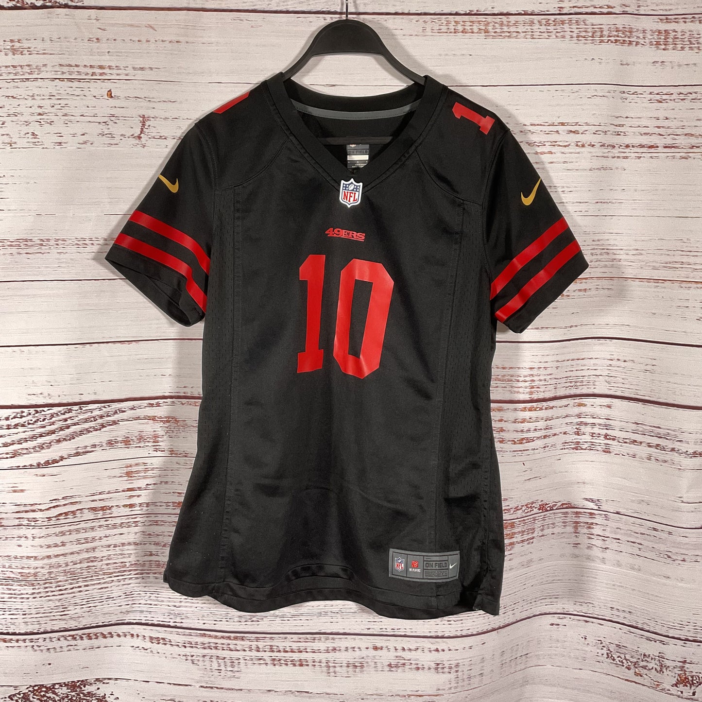 San Francisco SF 49ers Nfl Jimmy Garoppolo #10 Black Red Football Jersey Size L