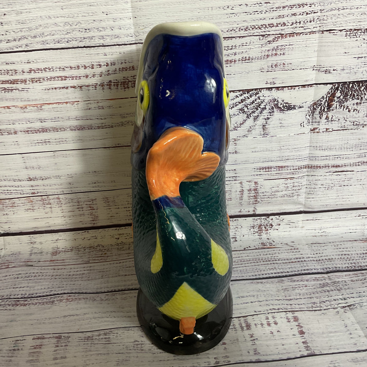 VTG. WADE England Ceramics England Multicolor Fish Gluggle Jug Pitcher- 10.5"