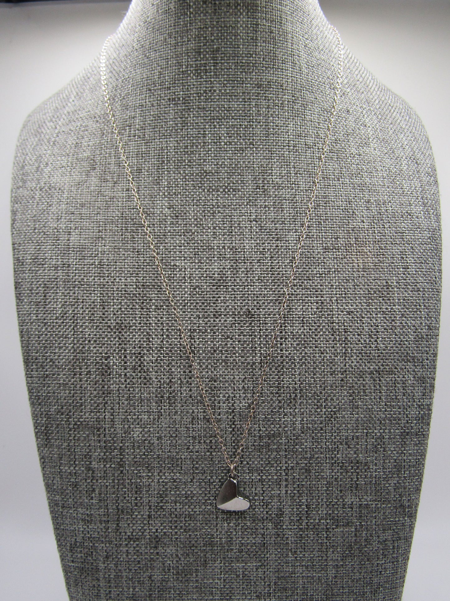 Delicate Sterling Silver Hematite Heart Pendant Necklace